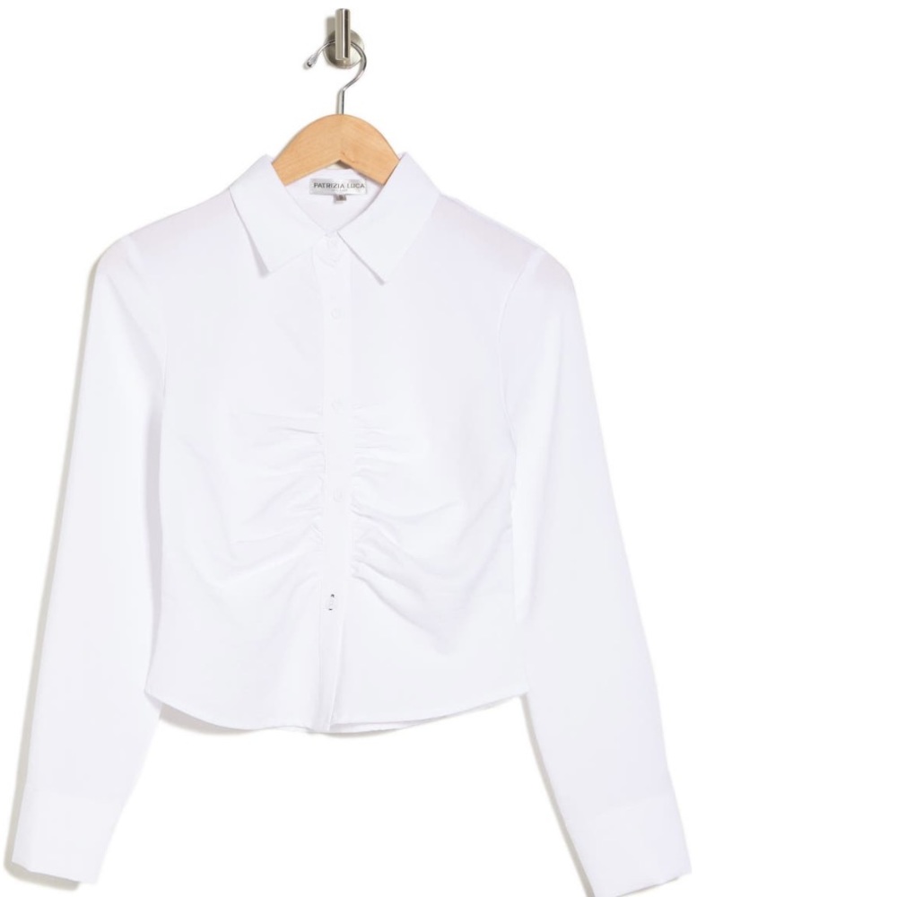 Patrizia Luca NWOT Rouched front button up - Picture 3 of 7